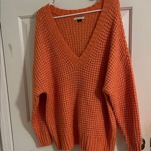 American Eagle Bold Orange V-Neck Sweater